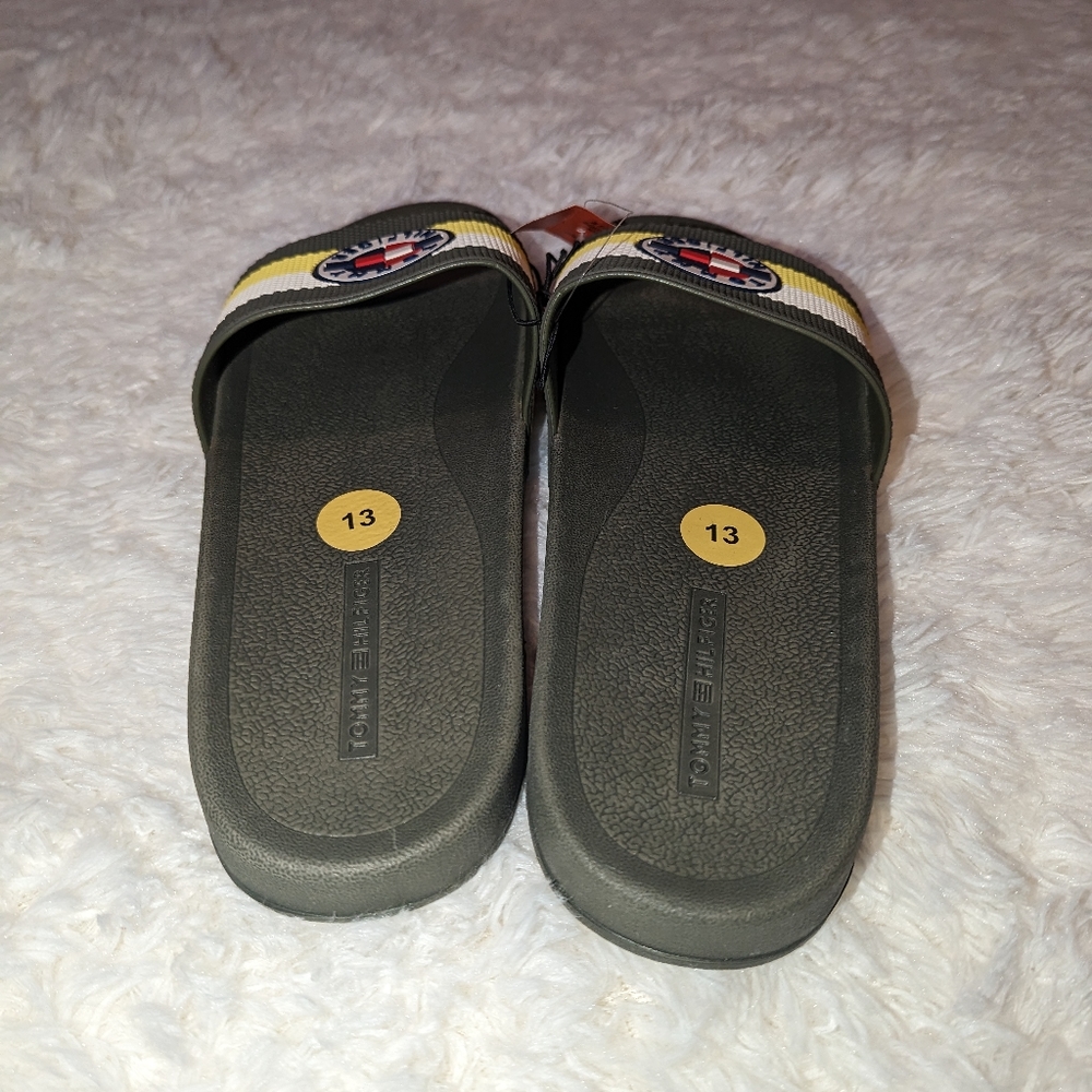 Nwt Tommy Hilfiger Men's olive/neon slides/sandals - Picture 9 of 15